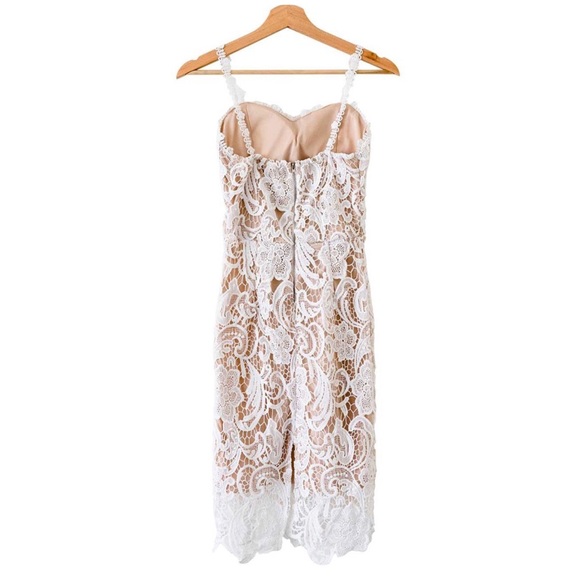 Crochet Lace Bustier Midi Cocktail Party Dress - Picture 3 of 5